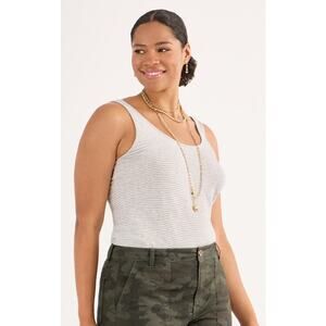 New CAbi Striped Charm Tank #6747 Sz L Fitted Scoop Neck Jersey Knit Spring 2025